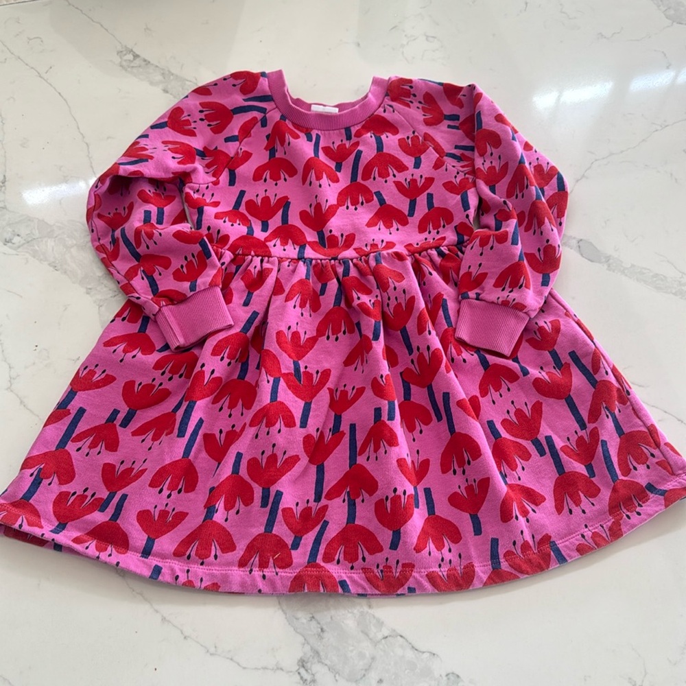 Hanna Andersson Girl Sunset Tulip French Terry Dress, size 6-7